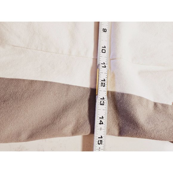 Saks Fifth Avenue sheath dress‎ size 4 cotton denim color block cream tan - Picture 10 of 14